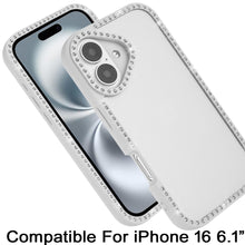 For iPhone 16 6.1inch Case Bling Front and Back Border Trim + Tempered Glass