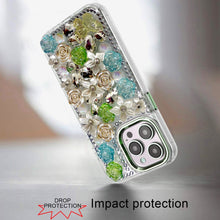 For iPhone 14 PRO MAX 6.7 in. Case Full Floral Arrangement 3D Bling Cute Cover