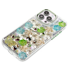 For iPhone 15 Pro Max Case Full Floral Arrangement 3D Bling + 2 Tempered Glass