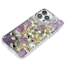 For iPhone 15 Pro Max Case Full Floral Arrangement 3D Bling + 2 Tempered Glass
