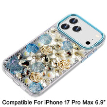 For iPhone 17 Pro Max Case Full Floral 3D Bling Cute Cover + Tempered Glass