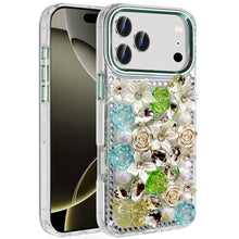 For iPhone 17 Pro Max Case Full Floral 3D Bling Cute Cover + Tempered Glass