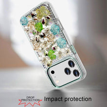 For iPhone 17 Pro Max Case Full Floral 3D Bling Cute Cover + Tempered Glass