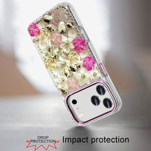 For iPhone 17 Pro Max Case Full Floral 3D Bling Cute Cover + Tempered Glass