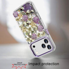 For iPhone 17 Pro Max Case Full Floral 3D Bling Cute Cover + Tempered Glass