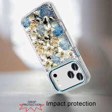 For iPhone 17 PRO Case Full Floral 3D Bling Cute Phone Cover + Tempered Glass