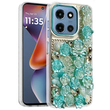 For Moto G 2025 Case Full Floral Arrangement 3D Bling Cover + Tempered Glass