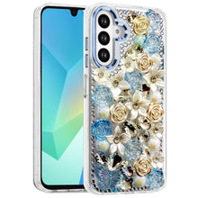 For Samsung A16 5G Case Floral Arrangement 3D Bling Phone Cover + Tempered Glass