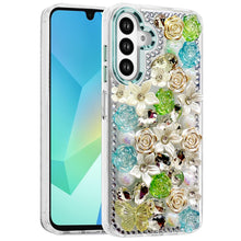 For Samsung A16 5G Case Floral Arrangement 3D Bling Phone Cover + Tempered Glass