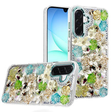 For Samsung A17 5G Case Floral Arrangement 3D Bling Cute Cover + Tempered Glass