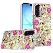 For Samsung A17 5G Case Floral Arrangement 3D Bling Cute Cover + Tempered Glass