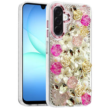 For Samsung A17 5G Case Floral Arrangement 3D Bling Cute Cover + Tempered Glass