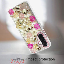 For Samsung A17 5G Case Floral Arrangement 3D Bling Cute Cover + Tempered Glass