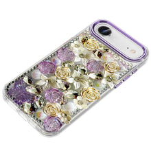 For iPhone Air Case Full Floral 3D Bling Jewel Cute Phone Cover + Tempered Glass