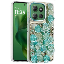 For Moto G Power 2025 Case Floral Arrangement 3D Bling Cover + Tempered Glass