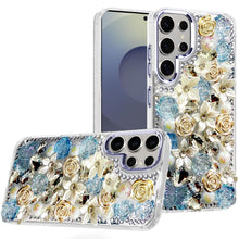 For Samsung S25 Ultra Case Full Floral Arrangement 3D Bling Cute +Tempered Glass