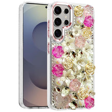 For Samsung S25 Ultra Case Full Floral Arrangement 3D Bling Cute +Tempered Glass