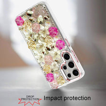 For Samsung S25 Ultra Case Full Floral Arrangement 3D Bling Cute +Tempered Glass