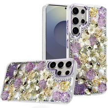 For Samsung S25 Ultra Case Full Floral Arrangement 3D Bling Cute +Tempered Glass
