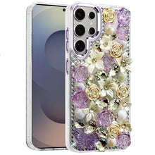 For Samsung S25 Ultra Case Full Floral Arrangement 3D Bling Cute +Tempered Glass