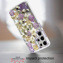 For Samsung S25 Ultra Case Full Floral Arrangement 3D Bling Cute +Tempered Glass