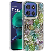 For Moto G Stylus 2025 Case Floral Arrangement 3D Bling Cover + Tempered Glass