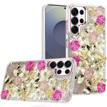 For Samsung S26 Ultra Case Full Floral 3D Bling Cute Cover + Tempered Glass
