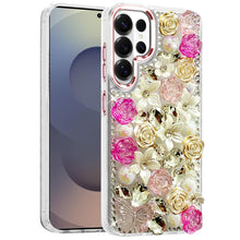 For Samsung S26 Ultra Case Full Floral 3D Bling Cute Cover + Tempered Glass
