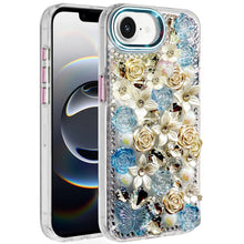 For iPhone 16e Case Floral Arrangement 3D Bling Phone Cover + Tempered Glass
