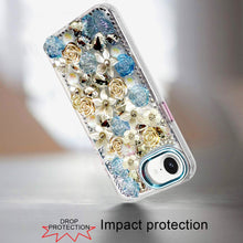 For iPhone 16e Case Floral Arrangement 3D Bling Phone Cover + Tempered Glass