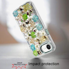 For iPhone 16e Case Floral Arrangement 3D Bling Phone Cover + Tempered Glass
