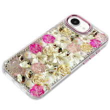 For iPhone 16e Case Floral Arrangement 3D Bling Phone Cover + Tempered Glass