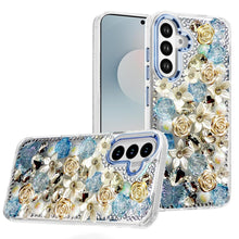 For Samsung S25 FE Case Floral Arrangement 3D Bling Cute Cover + Tempered Glass