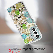 For Samsung S25 FE Case Floral Arrangement 3D Bling Cute Cover + Tempered Glass