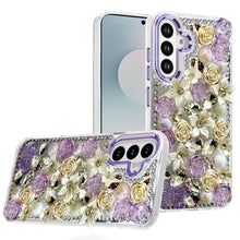 For Samsung S25 FE Case Floral Arrangement 3D Bling Cute Cover + Tempered Glass