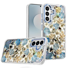 For Samsung S26 6.3" Case Full Floral 3D Bling Cute Cover + Tempered Glass