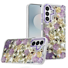 For Samsung S26 6.3" Case Full Floral 3D Bling Cute Cover + Tempered Glass