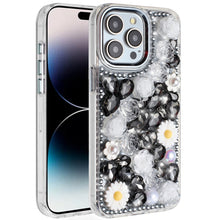 For iPhone 14 PRO MAX 6.7 in. Case Full 3D Bling Rhinestone Roses Jewel Cover