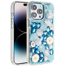 For iPhone 14 PRO MAX 6.7 in. Case Full 3D Bling Rhinestone Roses Jewel Cover