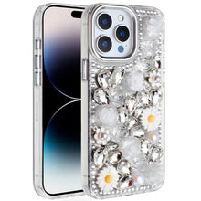 For iPhone 14 PRO MAX 6.7 in. Case Full 3D Bling Rhinestone Roses Jewel Cover
