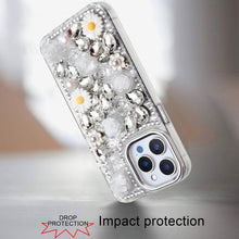 For iPhone 14 PRO MAX 6.7 in. Case Full 3D Bling Rhinestone Roses Jewel Cover