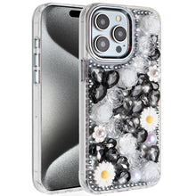 For iPhone 15 Pro Max Case Full 3D Bling Rhinestone Jewel + 2 Tempered Glass
