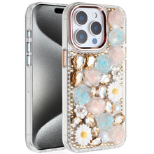 For iPhone 15 Pro Max Case Full 3D Bling Rhinestone Jewel + 2 Tempered Glass