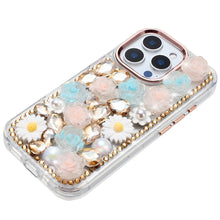 For iPhone 15 Pro Max Case Full 3D Bling Rhinestone Jewel + 2 Tempered Glass