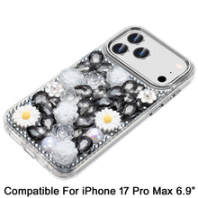 For iPhone 17 Pro Max Case Full 3D Bling Rhinestone Jewel Cover + Tempered Glass