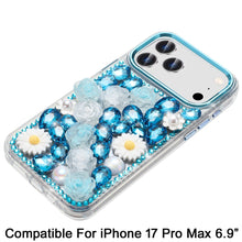 For iPhone 17 Pro Max Case Full 3D Bling Rhinestone Jewel Cover + Tempered Glass