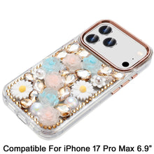 For iPhone 17 Pro Max Case Full 3D Bling Rhinestone Jewel Cover + Tempered Glass