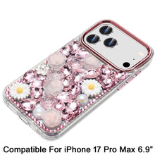 For iPhone 17 Pro Max Case Full 3D Bling Rhinestone Jewel Cover + Tempered Glass