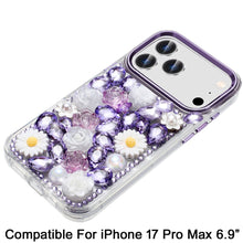 For iPhone 17 Pro Max Case Full 3D Bling Rhinestone Jewel Cover + Tempered Glass