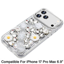For iPhone 17 Pro Max Case Full 3D Bling Rhinestone Jewel Cover + Tempered Glass
